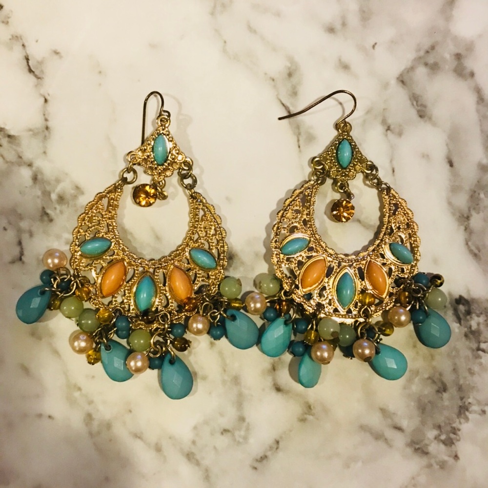 Ornate Gold Dangle Earrings